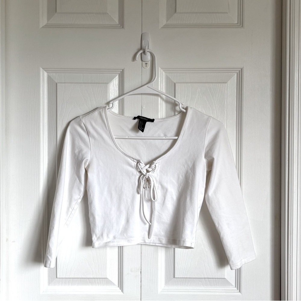 White tie front forever 21 top
